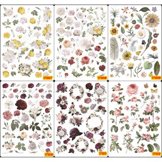 Sticker Washi A4 [ HOA LÁ ] Dạng Lì Trang Trí Bullet Journal Siêu Đẹp (1710)