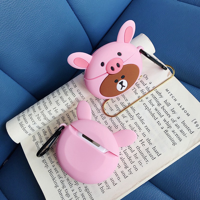 Pink Brown Bear Apple AirPods For Silicone case Shockproof Earphone Protective Cover Waterproof