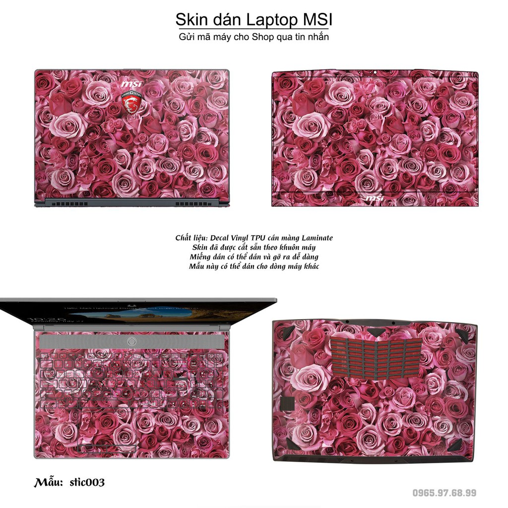 Skin dán Laptop MSI in hình Hoa văn sticker (inbox mã máy cho Shop)