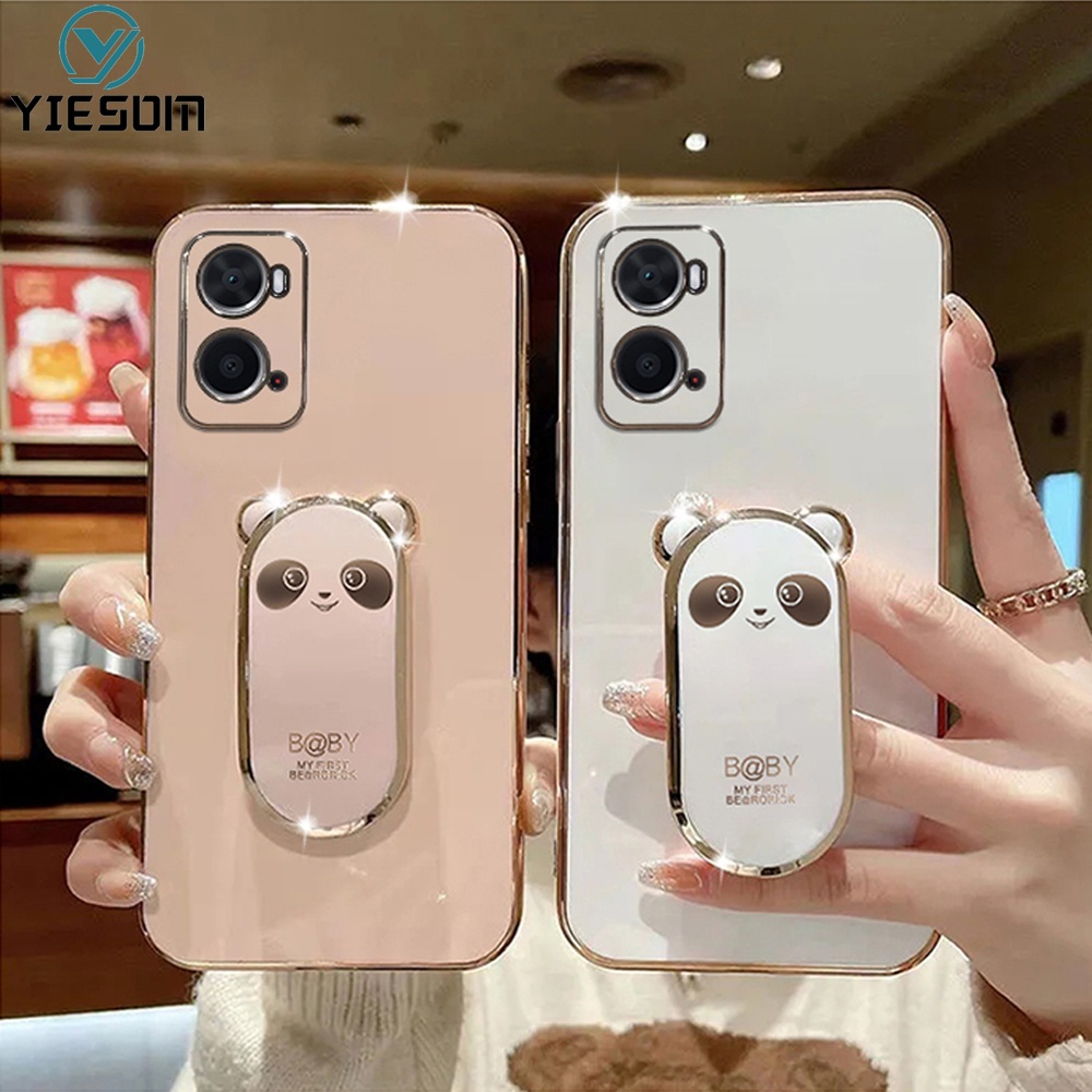 Ốp Điện Thoại Silicon Dẻo Mạ Màu Kèm Giá Đỡ Hình Vuông Cho OPPO A96 A76 A95 A74 A94 A93 A52 A92 4G 5G F17 F19 Pro