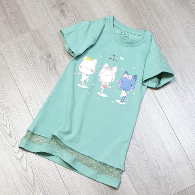 Váy bé gái dáng xuông in hình mèo siêu xinh vải cotton chính phẩm