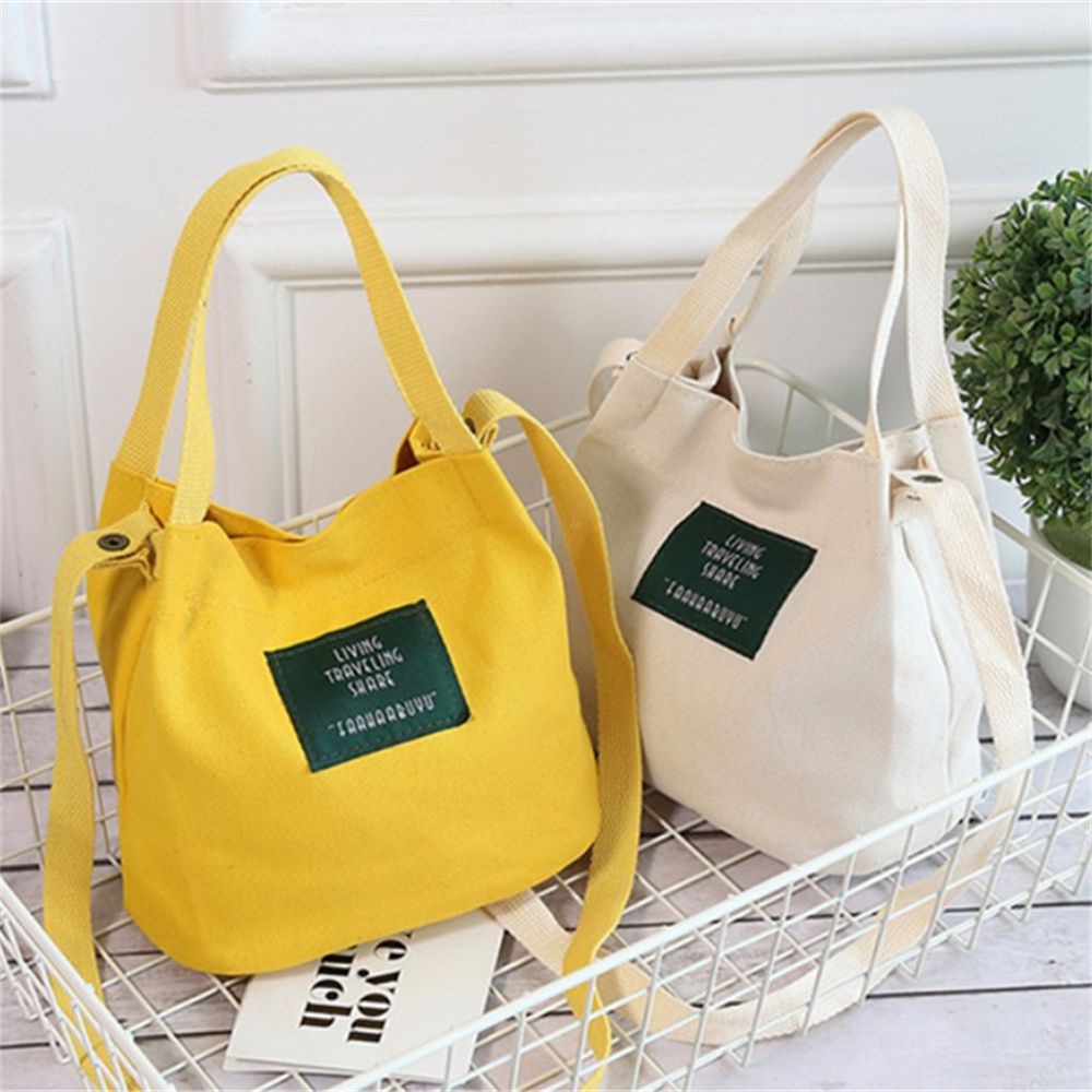 Túi xách đeo chéo bằng canvas in chữ thời trang