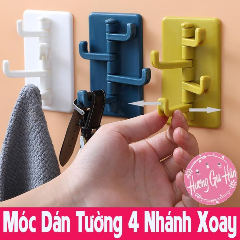 Móc Dán Siêu Chắc Xoay 4 Nhánh Treo Chìa Khóa, Đồ Dùng Nhà Tắm [Thanh Mai Shop]