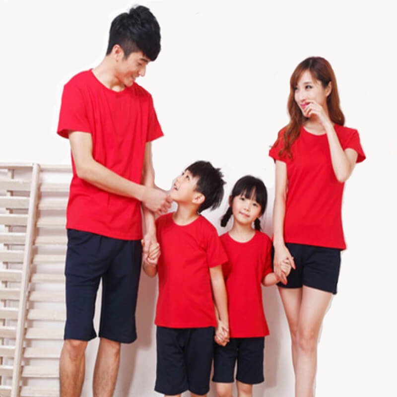 Áo thun nam nữ trơn cổ tròn, tay ngắn Màu đỏ