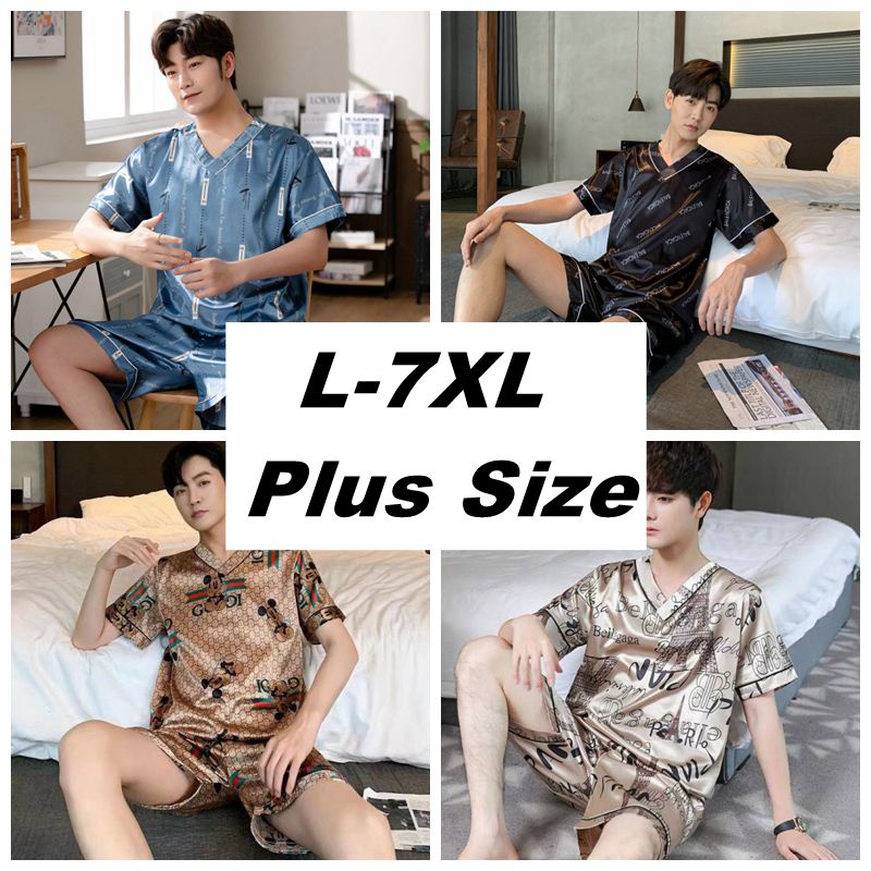 Bộ đồ ngủ vải lụa satin ngắn tay size lớn L-7xl 130kg