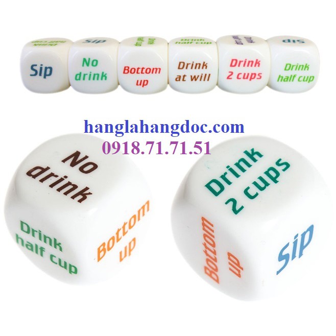 Viên xí ngầu  tiếng Anh uống bia 2.5cm, 6 mặt đồ chơi vui nhộn