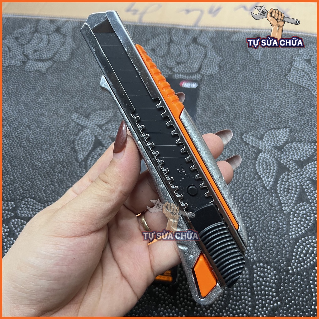 Da rọc giấy vỏ nhôm đa năng 180mm chính hãng Kapusi ưỡi thép SK5 đen siêu sắc, cắt giấy, rọc băng keo, bìa carton