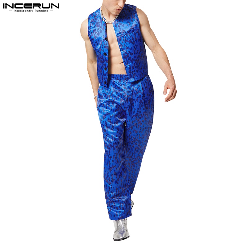 Set áo ghi lê + quần dài INCERUN họa tiết hoa thời trang hè cho nam