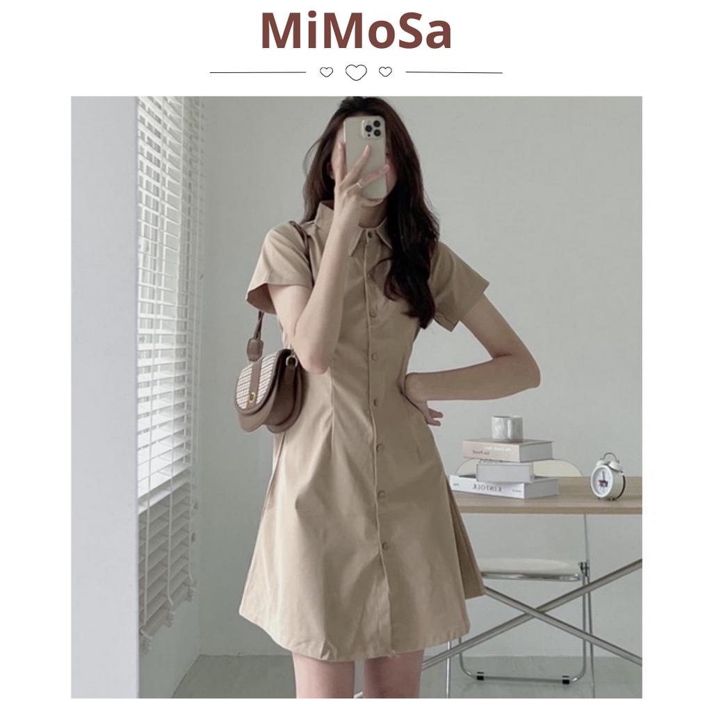 Đầm Váy Sơ Mi Thắt Eo Mimosa, Đầm Váy Ulzzang Nữ Sơ Mi Hàn Quốc Nữ 102