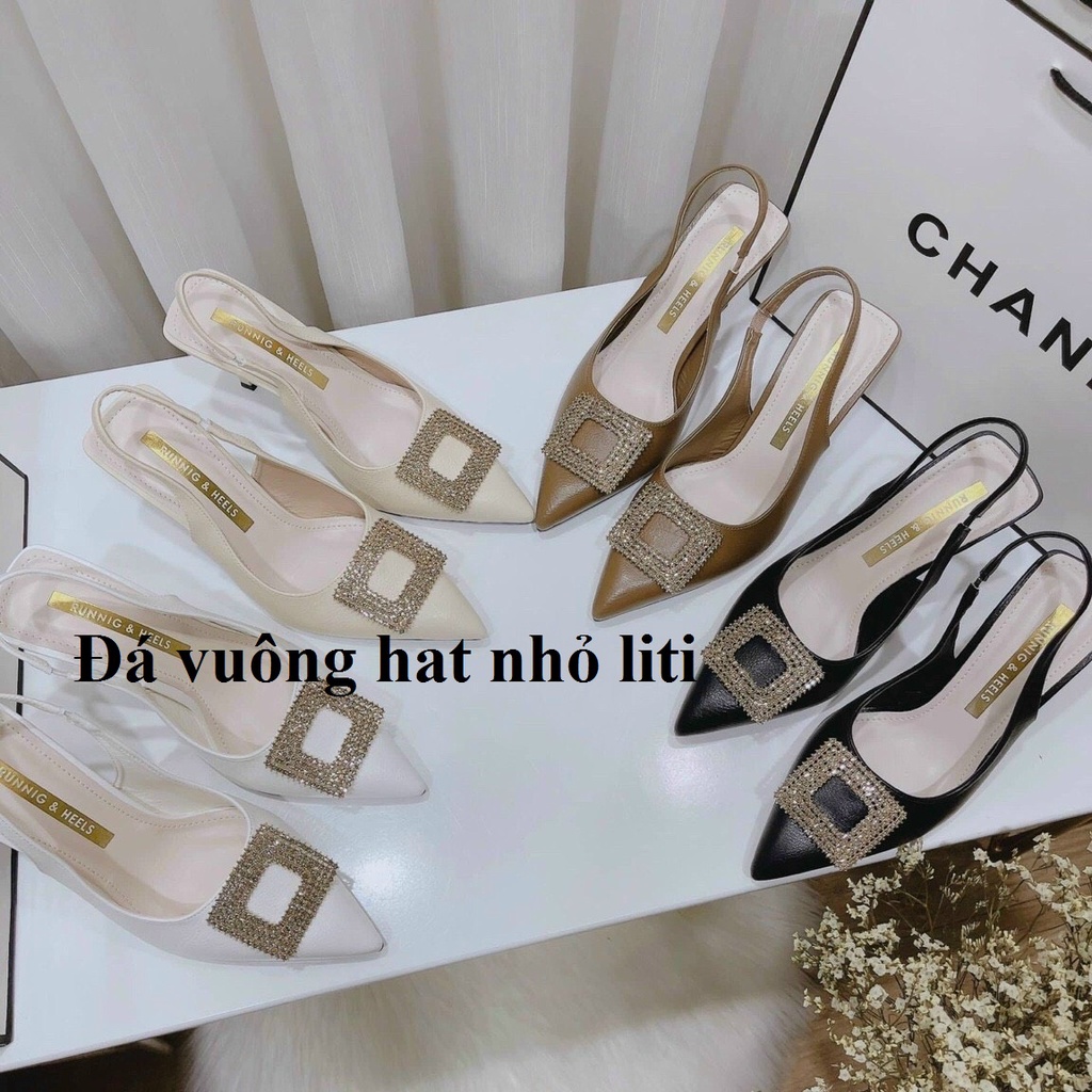 Giày cao gót nữ bít mũi giày cao gót mũi nhọn gót nhọn 8 phân đá vuông nhiều họa tiết D30