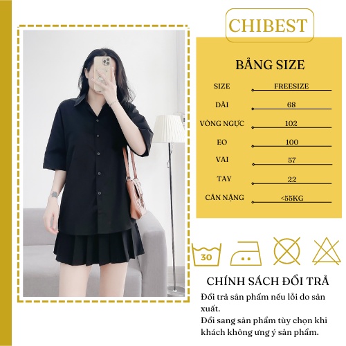 Áo somi tay ngắn 1 túi cut lưng phong cách hàn quốc CHIBEST DAB93