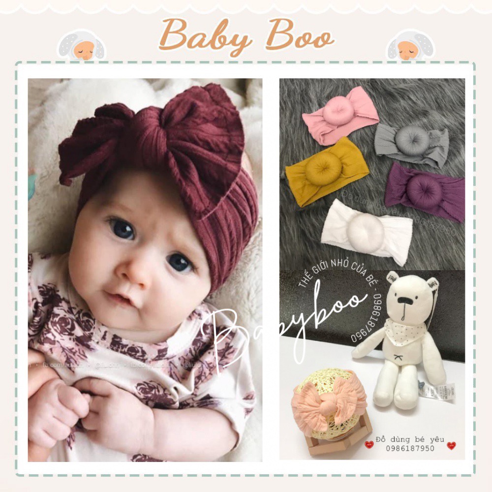 Turban, băng đô bản rộng cotton co giãn dành cho bé gái [ babyboo]