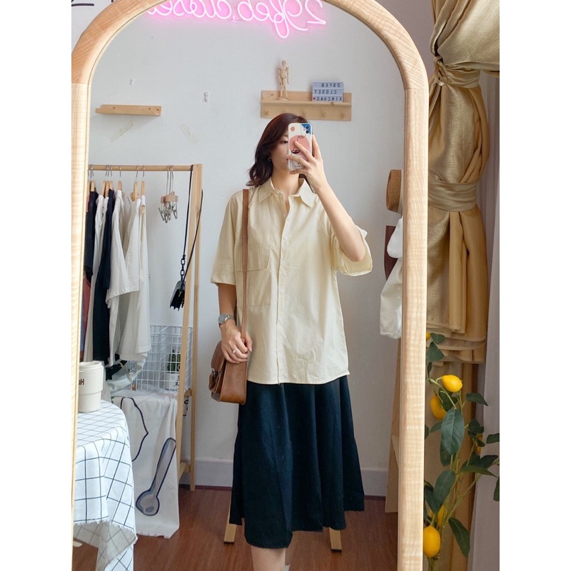 Áo sơ mi dáng dài tay lỡ túi nắp (Ảnh video thật shop chụp) - 566