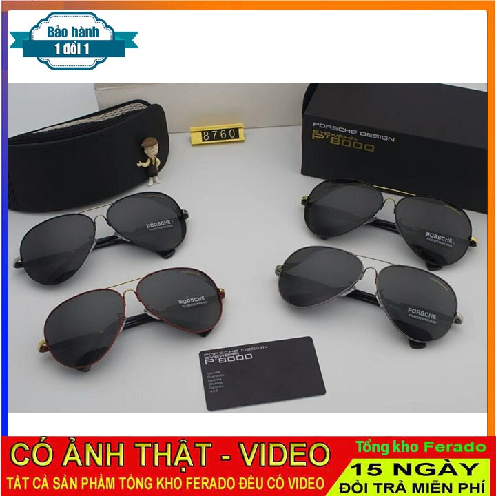Kính râm nam thời trang chuồn chuồn tặng hộp + khăn lau