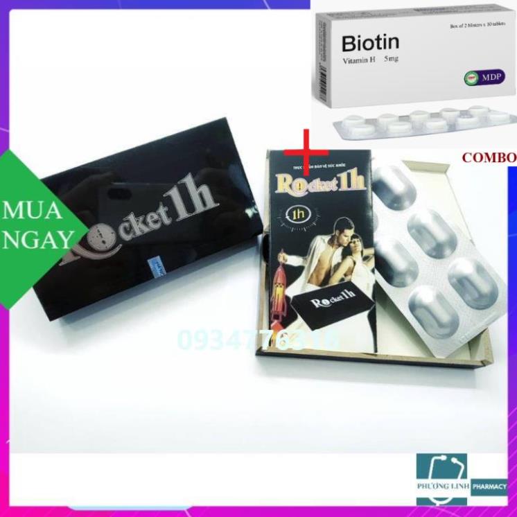 Combo Biotin 5mg+ ROCKET 1H _ TĂNG CƯỜNG SỨC KHỎE NAM GIỚI