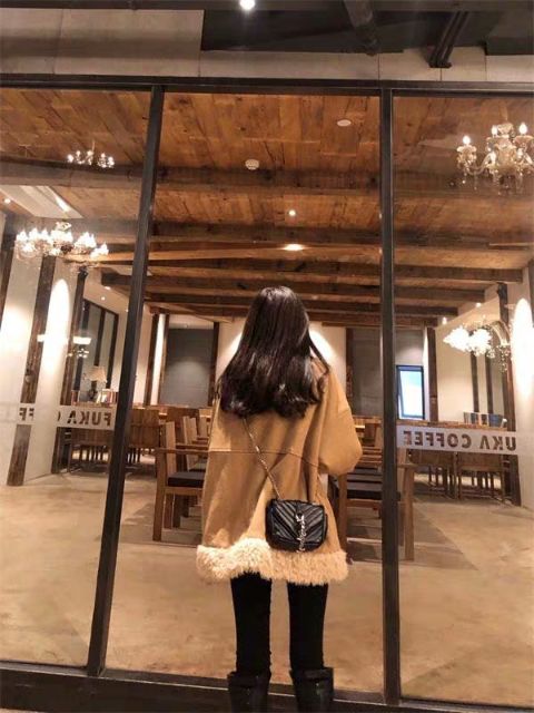 Áo khoác lông cừu ulzzang cổ cao retro 2021 KÈM 2 ẢNH THẬT CUỐI