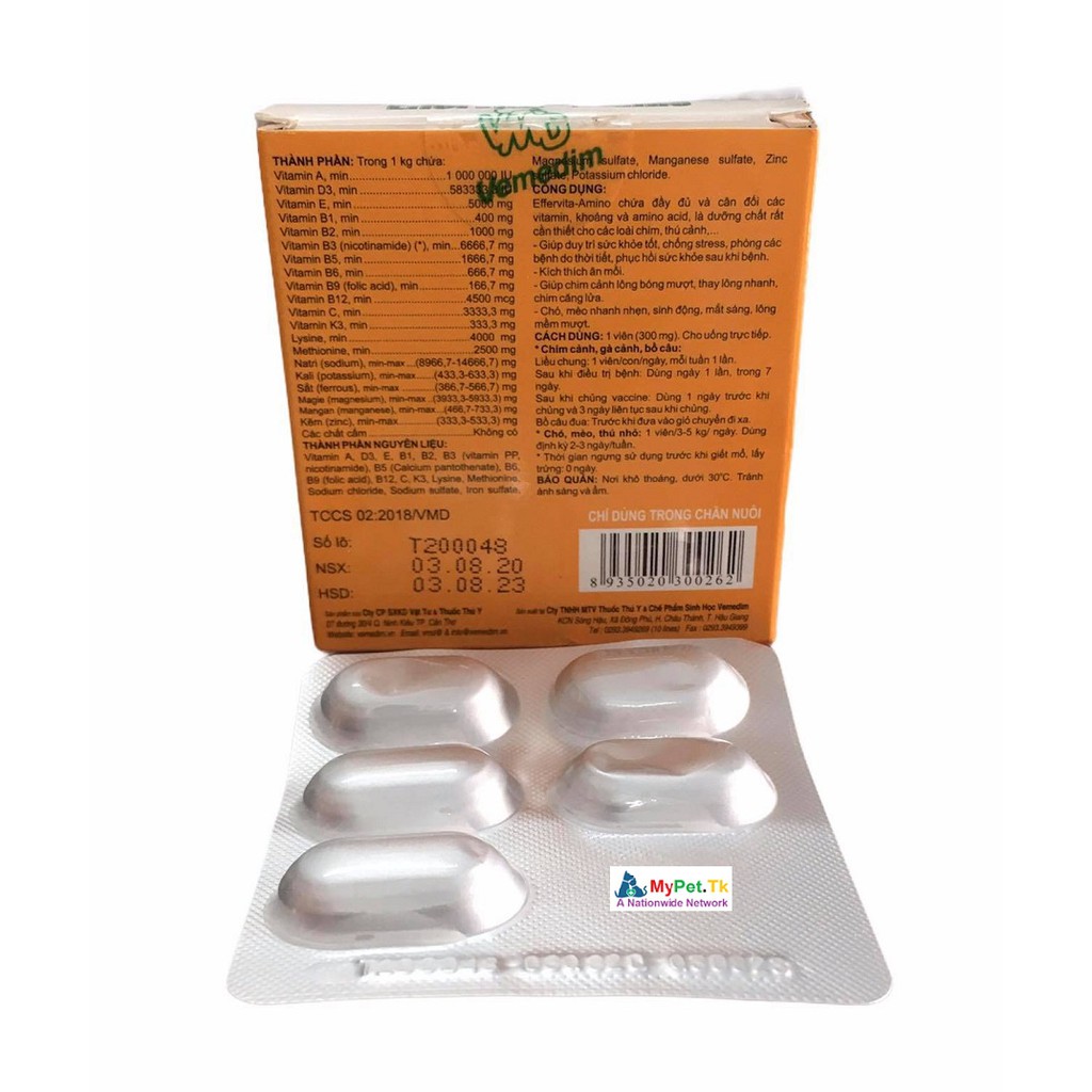 Vemedim Effervita Amino _ Bổ Sung Vitamin Khoáng Dạng Viên Cho Thú Cưng