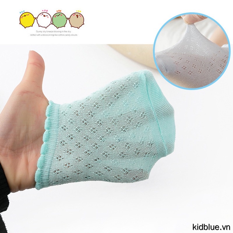 Set vớ cotton cổ thấp mềm mại phối ren lưới thoáng khí thoải mái thời trang thường ngày dành cho trẻ em