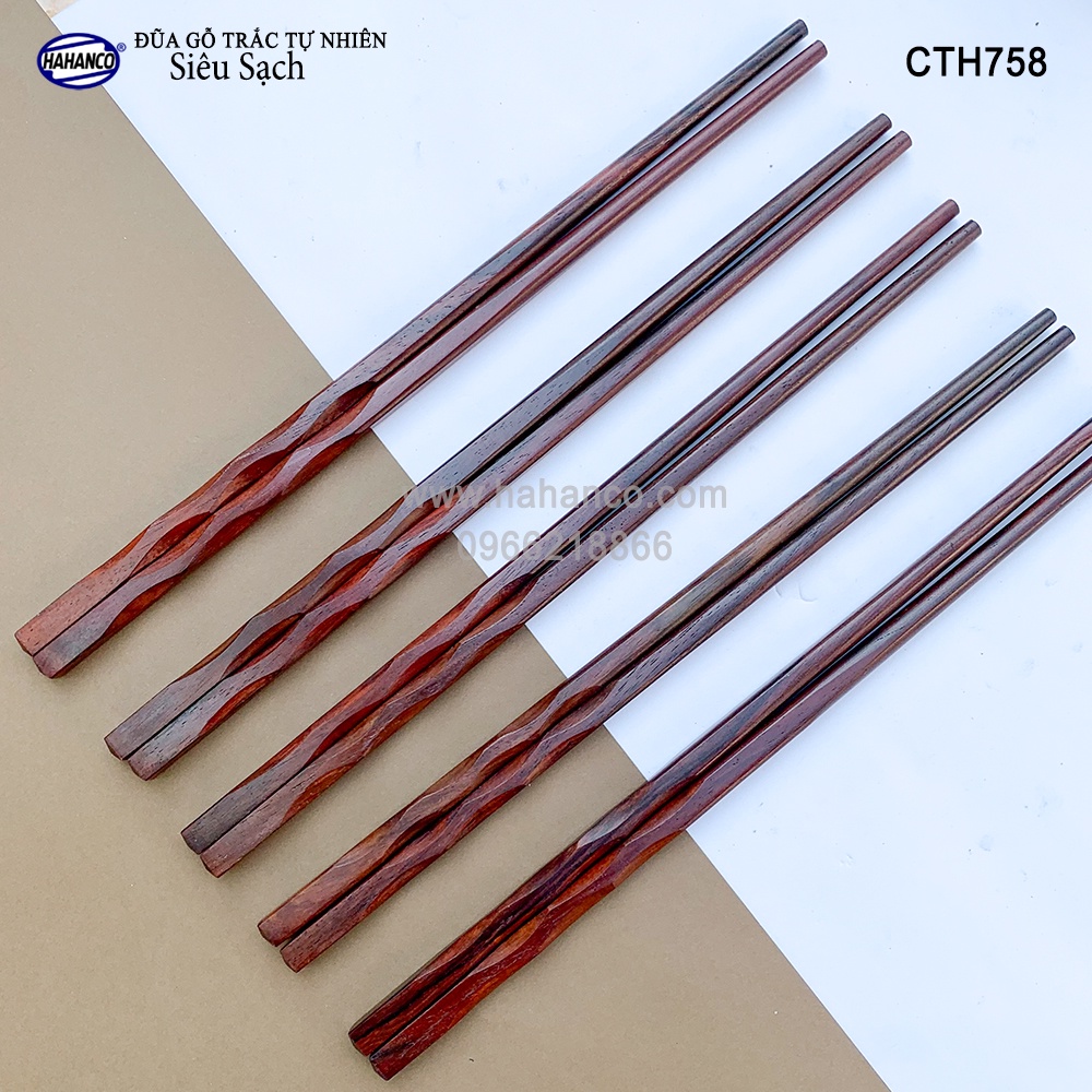 Đũa gỗ Trắc siêu sạch - CTH758- Gỗ trắc lượn sóng (Hộp 10 Đôi) Chopstick of HAHANCO