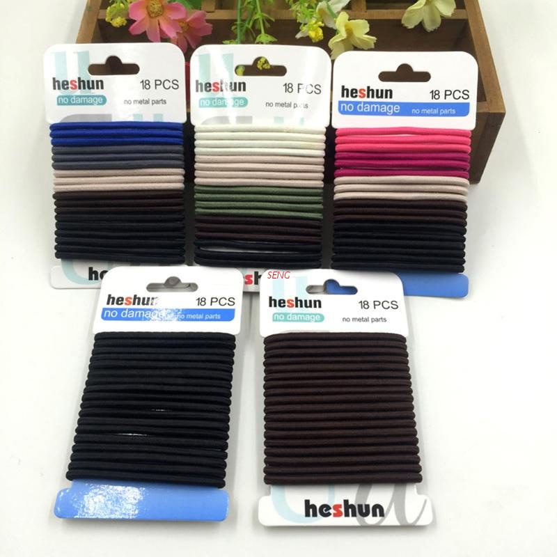 seng 18 Pcs Women Girls Elastic Hair Band Ties Rope Ring Hairband Ponytail Holder 4mm