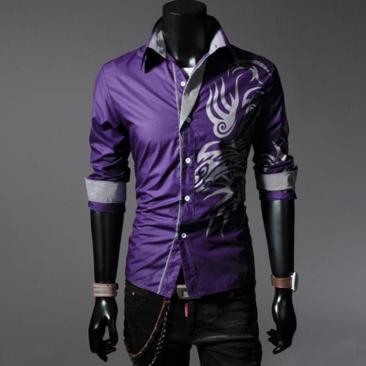 Áo Sơ Mi Nam Tay Dài In Hình Rồng Cá Tính | BigBuy360 - bigbuy360.vn