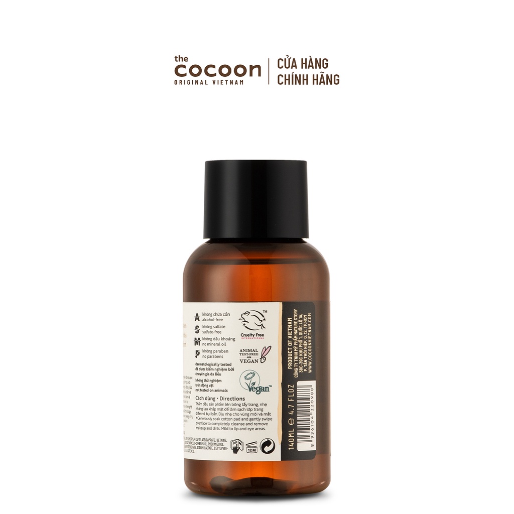 HÀNG TẶNG KHÔNG BÁN - Nước tẩy trang bí đao Cocoon tẩy sạch makeup &amp; giảm dầu 140ml