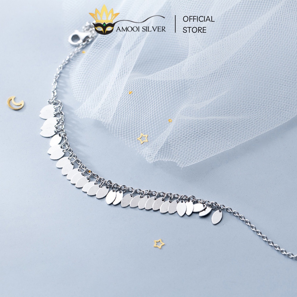 Lắc Chân Bạc Cao Cấp S925 Phối Mặt Hình Lá Đơn Giản - Amooi Silver AC01