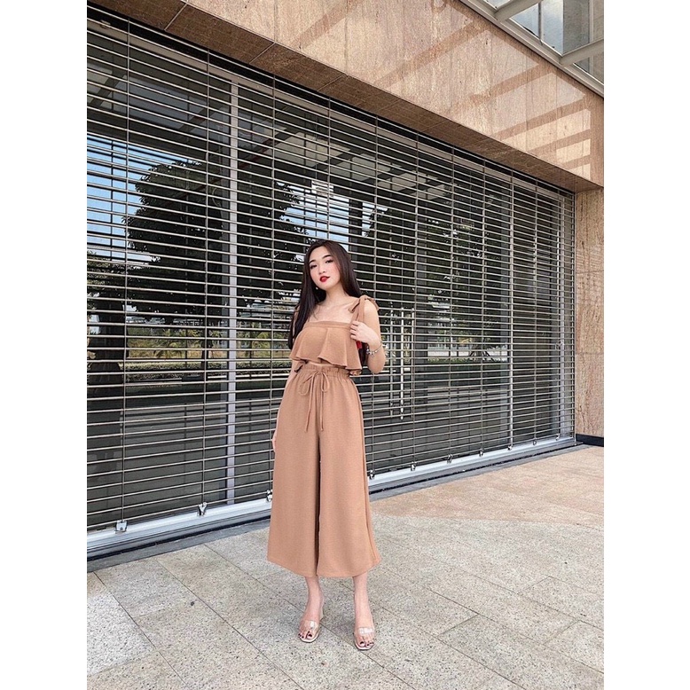 [ Miễn Phí Ship 2022 ] Set bộ cột dây, áo kiểu hai dây kèm quần dài ống xuông, set bộ hai món kèm ảnh thật