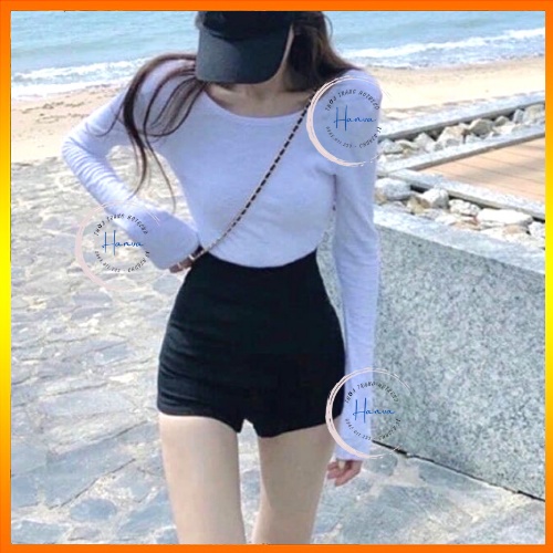 Quần Short Đùi Nữ Chất Umi Hàn Mềm Mại Co Giãn Tốt Lưng Cao Khóa Sau Ôm Mông Tôn Dáng Hanva