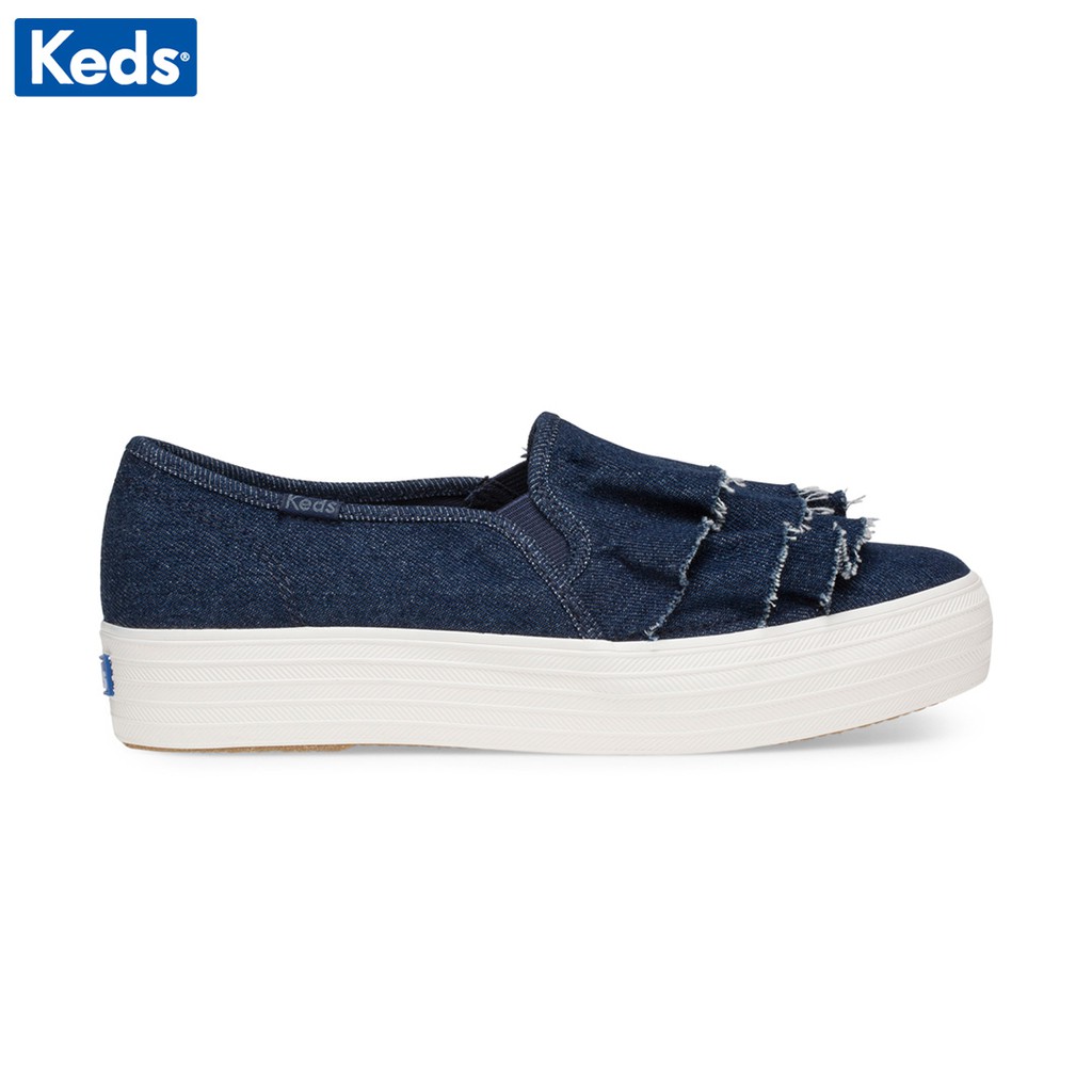 Giày Keds Nữ - Triple Ruffle Denim Dark Blue - KD059217