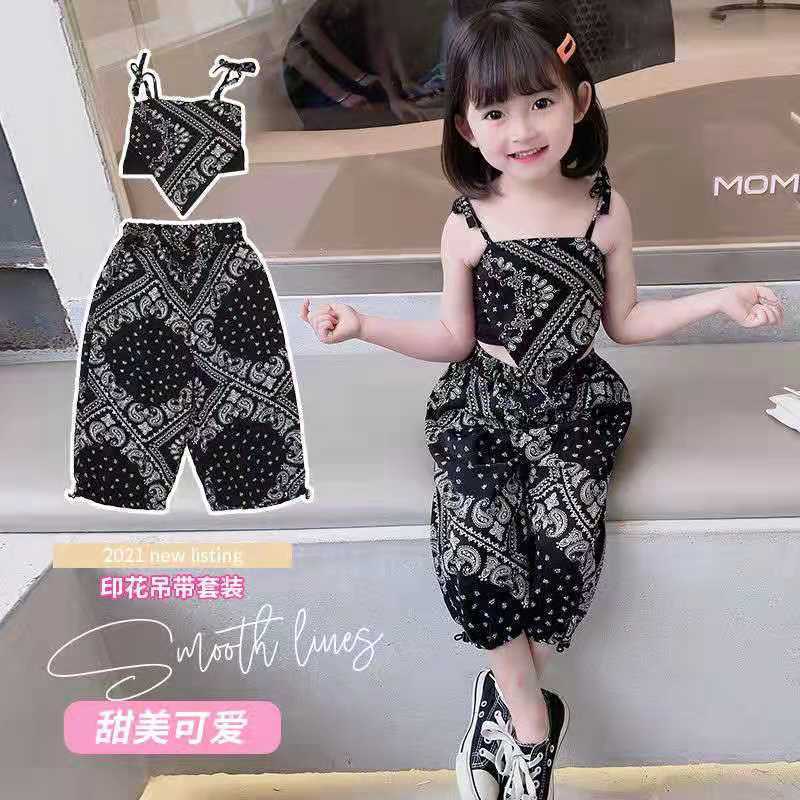 Set Áo Hai Dây + Quần Dài Chống Muỗi Phong Cách Thời Trang Mùa Hè Mới Dành Cho Bé Gái