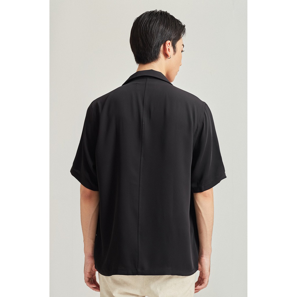 Áo Sơ Mi Ngắn Tay Vạt Chéo Nam HIGHWAY MENSWEAR Gabby Shirt Đen | BigBuy360 - bigbuy360.vn