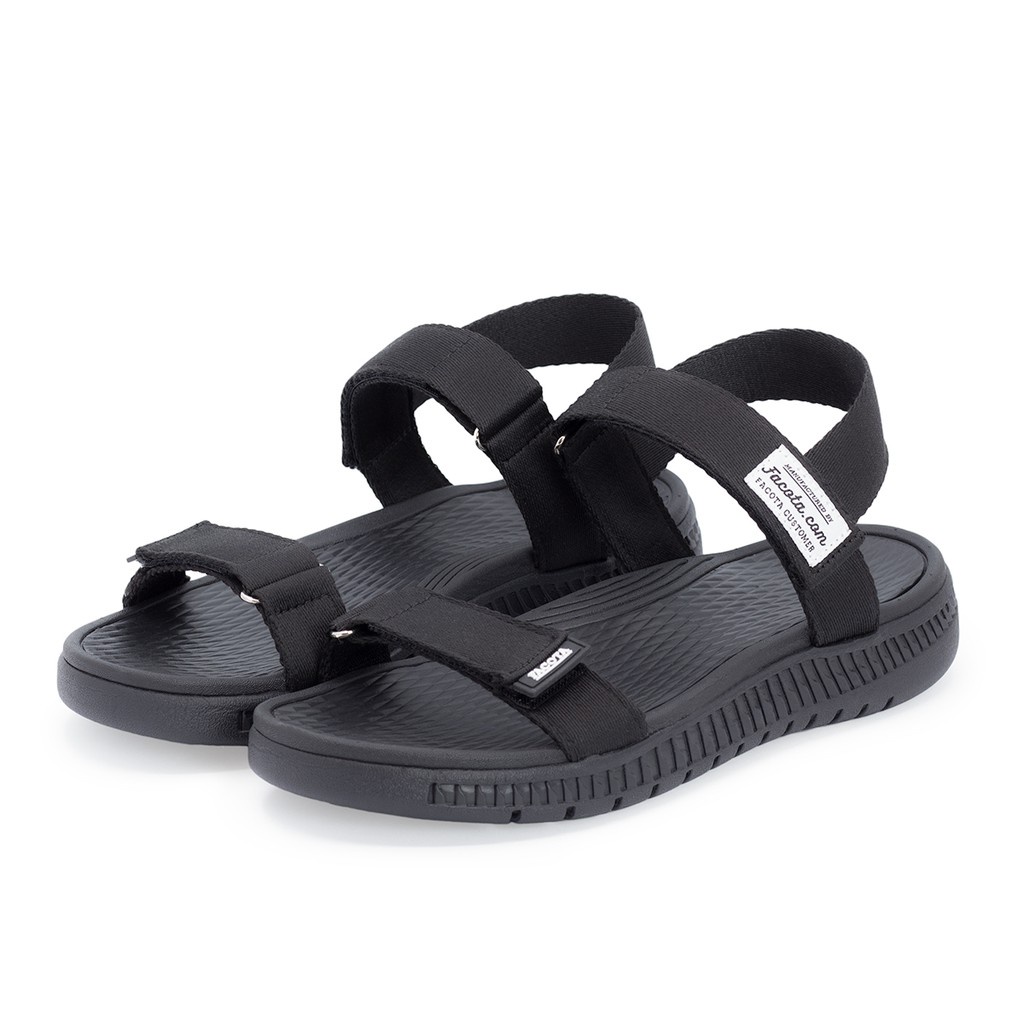 FACOTA | Giày sandal 2 quai nam, nữ đen đi học, đi chơi AN01