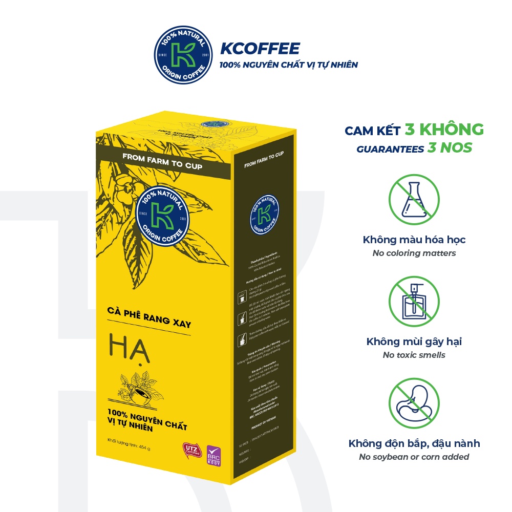 Cà phê rang xay nguyên chất K Hạ 454g thương hiệu K COFFEE