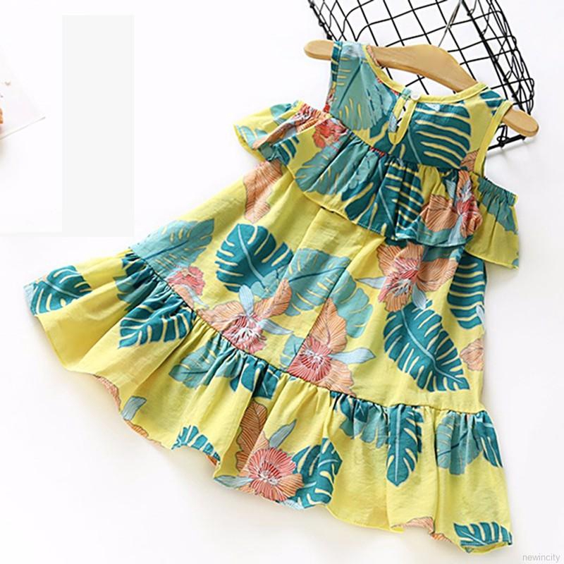 Đầm sát nách hoạ tiết hoa thiết kế ngọt ngào cho bé