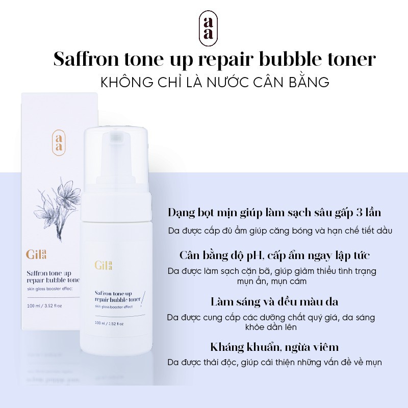 [Mã 153FMCGSALE1 giảm 10% đơn 250K] Nước cân bằng bong bóng Gilaa Saffron Tone Up Repair Bubble Toner 100ml | BigBuy360 - bigbuy360.vn