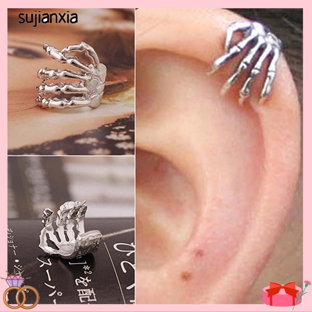 <sujianxia> 1Pc Unisex Punk Skeleton Hand Claw Shape Ear Clip Cuff Non-Pierced Earring for Party Club