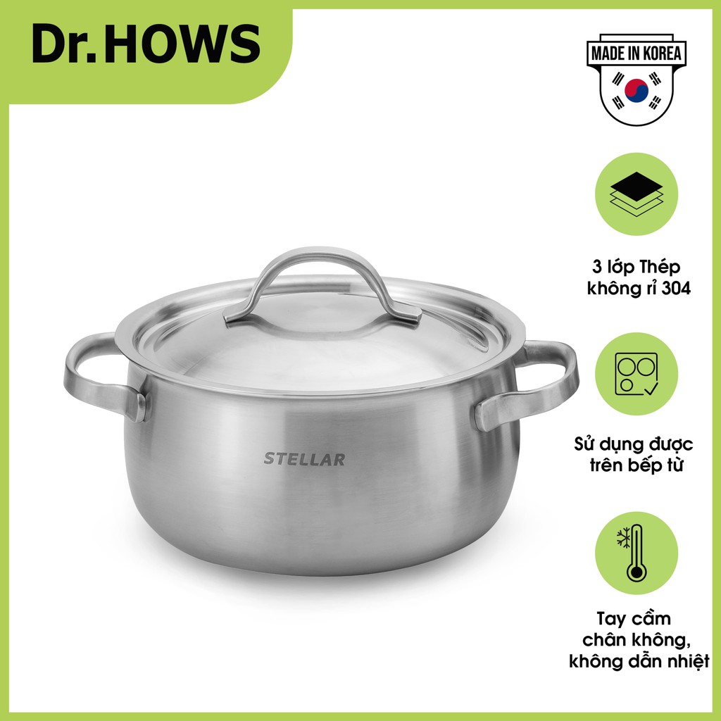 Bộ nồi Inox 3 lớp Full set Dr.HOWS Stella 6 món