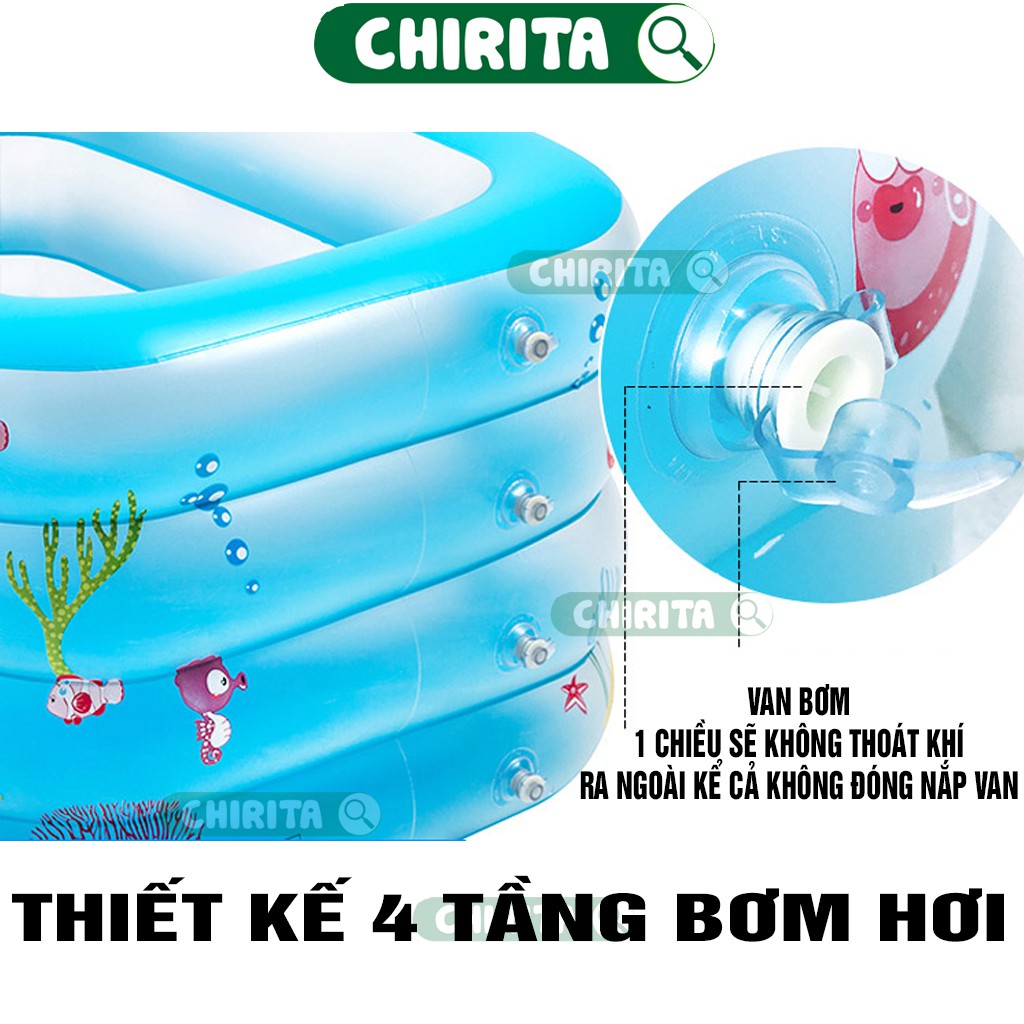 Bể Bơi THÀNH CAO Cho Bé Sơ Sinh và Người Lớn 1M43 2M1 4 tầng TẶNG PHAO BƠI ĐỠ CỔ - Hồ Bơi Cho Bé Trai Bé Gái Chirita