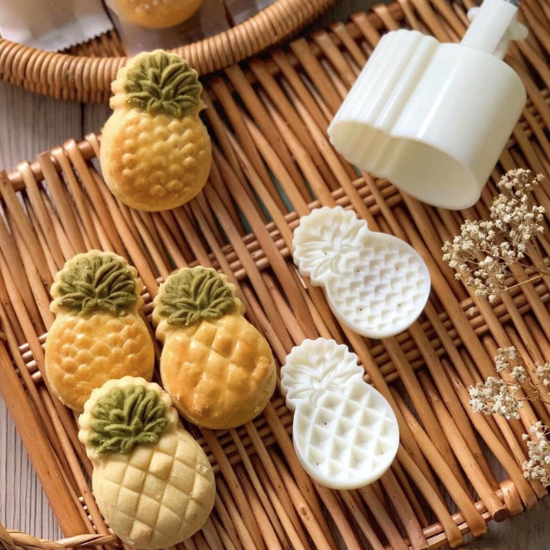 Khuôn bánh dứa lò xo 3d, khuôn bánh trung thu hình quả dứa trái thơm đài loan 30g 50g