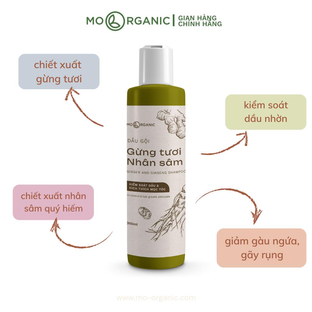 Dầu gội gừng tươi nhân sâm Mơ Organic giảm nhờn, phục hồi gãy rụng, kích thích mọc tóc