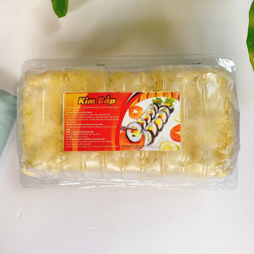 Gimbap - kimbap chiên 10 cuộn to, cuốn chặt nhân xúc xích, kimchi, rau củ siêu ngon ( hộp 1,5kg )