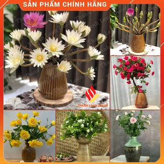 Lọ hoa gốm Bát Tràng decor cao cấp 21 cm - Bình hoa trang trí cỡ vừa - Men nâu hỏa biến hổ phách (Mẫu mới thu 2021)