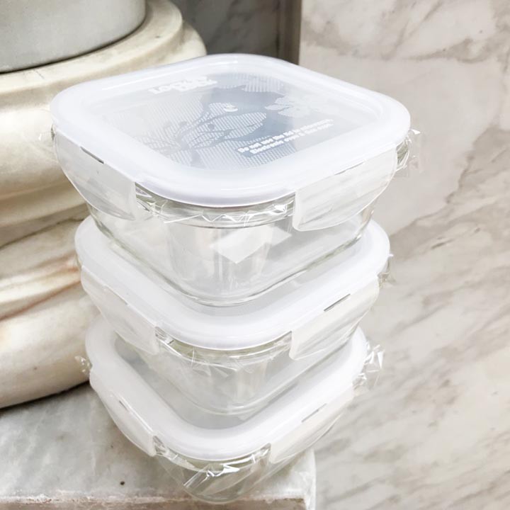 Bộ 3 thố thủy tinh vuông Lock&Lock LLG214 500ml tặng túi giữ nhiệt | BigBuy360 - bigbuy360.vn