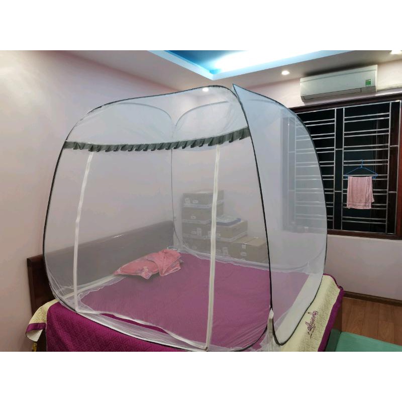 Màn Mùng chụp tự bung đỉnh vuông 2 CỬA không chân viền
