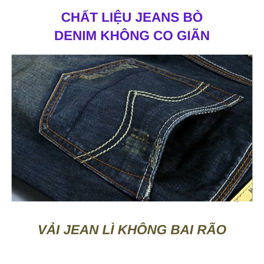 SALE Quần jean nam ngắn rách xước LEVAMEN chất liệu vải bò jeans không co giãn ống suông QJ002