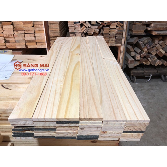 [MS35] Thanh gỗ thông dày 1cm x rộng 6cm x dài 80cm + láng nhẵn mịn 4 mặt