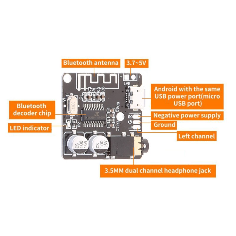 xinp  VHM-314 Bluetooth 4.1 Lossless Decoder Board Receiver Dual Channel Amplifier 3.5mm MP3 Wireless Stereo Module