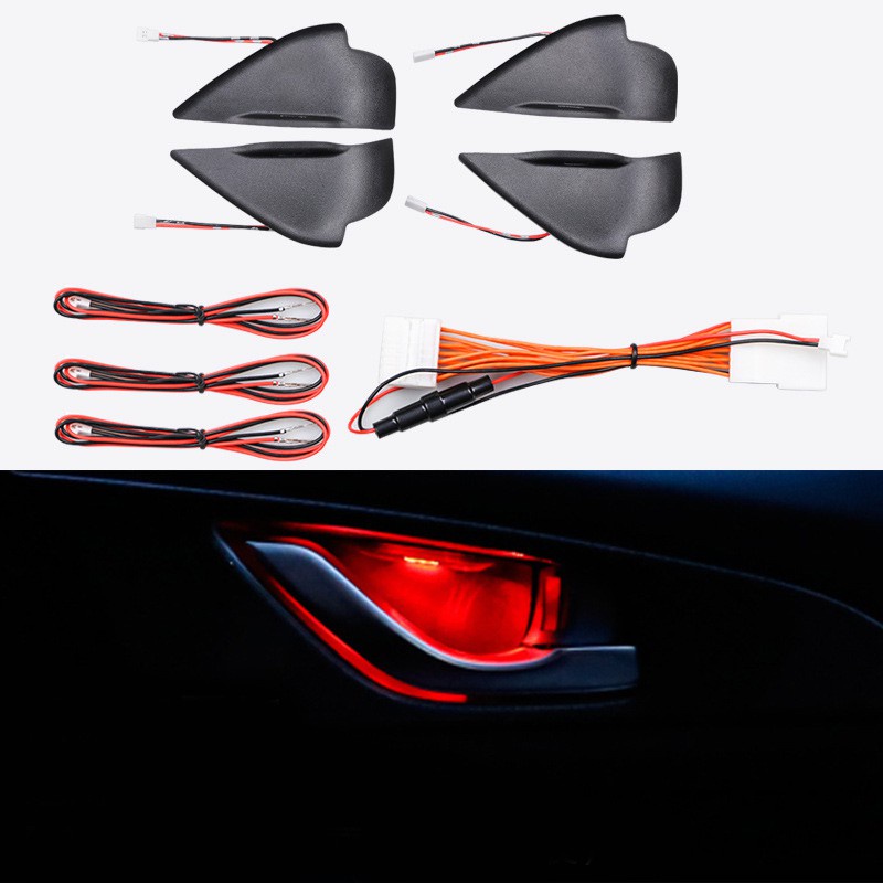 Car LED Door Bowl Armrest Atmosphere Light Door Bowl Handle Frame Light for Mazda 3 Axela 2014-2016 Red