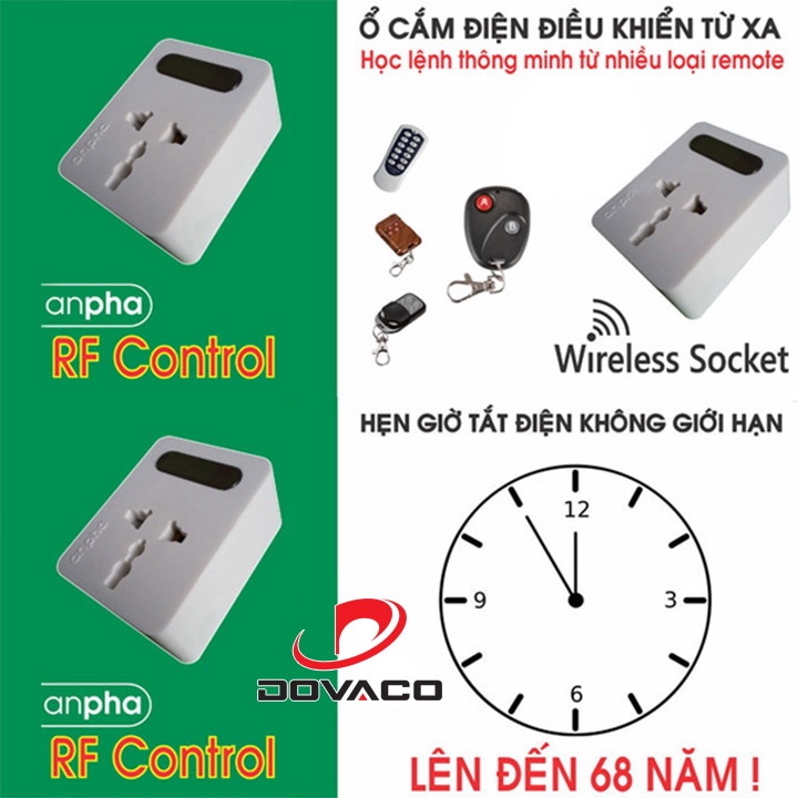 Ổ cắm hẹn giờ học lệnh điều khiển từ xa RF 315Mhz -  Anpha control